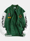Mens Patchwork Letter Sleeve Applique Designer Casual Varsity Jacket - Green