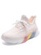 Women Breathable Comfy Lace-up Casual Fashion Rainbow Chunky Sneaker Shoes - Pink