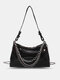 Women Plastic Fashion Transparent Chain Solid Color Crossbody Shoulder Bag - Black