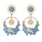 Sweet Fresh Drop Earrings Vintage Flower Big Round Earrings Alloy Women Drop Earrings - Blue