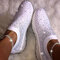 Women Casual Running Sequined Mesh Sock Shoes Elastic Band Sneakers - White