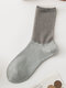 5 Pairs Women Cotton Colorblock Glitter Lace-trimmed Breathable Comfy Tube Socks - Gray