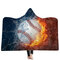 3D Basketball Football Ball Fire Blanket Polyester Flannelette TV Blanket Waerable Hooded Blanket - #12