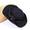 Mens Womans Canvas Visor Bucket Fisherman Hat Foldable Breathable Adjustable Chin Strap - Black