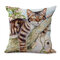 Oil Printing Style Floral Baby Cat Linen Cushion Cover Home Sofa Art Decor Throw Pillow Cover - #3