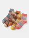 5 Pairs Women Wool Cotton Thickened Geometric Striped Dot Pattern Breathable Warmth Socks - #02