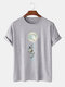 Mens Astronaut Moon Print 100% Cotton Casual Short Sleeve T-Shirts - Gray