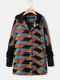 Vintage Plaid Print Long Sleeves Button Patchwork Casual Coat For Women - Yellow