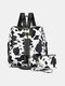 Stylish Cow Leopard Print Multi-Carry Waterproof Breathable Comfy Fabric Load-bearing Backpack With Clutch Wallet - #03