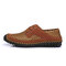 Men Hand Stitching Lycra Mesh Collapsible Heel Outdoor Casual Shoes - Brown