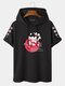 Mens Cherry Blossoms Character Sleeve Print Hooded T-Shirts - Black