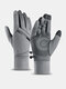 Men Plus Velvet With Convenient Pocket Full-finger Outdoor Waterproof Windproof Warmth Non-slip Touchscreen Gloves - Gray 1