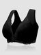 Plus Size Modal Floral Wide Straps Wireless Full Coverage Front Closure Bras - Black