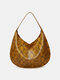 Women Large Capacity Snake Pattern Shoulder Bag Handbag Tote - Yellow