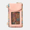 Women Bear Pattern 12 Card Slots Phone Purse Crossbody Bag - Pink