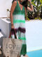 Printed Sleeveless V-neck Loose Jumpsuit For Women - Green