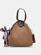 Women Straw Casual Weave Beautiful Silk Scarf Solid Color Crossbody Bag Handbag - Khaki