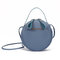 Women PU Leather Round Shape Crossbody Bag Casual Phone Purse - Blue