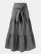 تنورة كاجوال بخصر مطاطي بطبعة منقوشة معقودة Plus للنساء - أسود