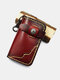 Menico الرجال جلد طبيعي خمر حقيبة مفاتيح محمولة متعددة الوظائف الداخلية مفتاح سلسلة حامل المحفظة - نبيذ أحمر