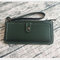 Women Faux Leather Solid Multi-function Long Wallet 12 Card Slots Phone Clutch Bags - Green
