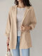 Casual Solid Color Lapel Long Sleeve Plus Size Jackets with Button - Beige