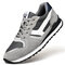 Men Fabric Leather Splicing Non Slip Sport Casual Running Shoes - Grey