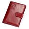 Women Genuine Leather Trifold Card Holder Small Short Wallets - Red