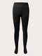 Plus Size High Elastic Solid Thermal Lined Skinny Pants - Black