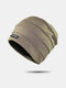 Women Stripe Pattern Solid Color Keep Warm Empty Top Multi-purpose Turban Headband Beanie Knitted Cap - Brown