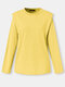 Solid Color O-neck Long Sleeve Casual Sweatshirt For Women - Yellow