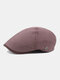 Men Cotton Metal Badge Decor Casual Adjustable Flat Hat Beret Hat Forward Hat - Red