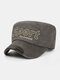 Men Cotton Letter Embroidery Outdoor Sunshade Casual Military Cap Flat Cap - Green