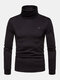 Mens Solid Chest Button Detail High Neck Basics Long Sleeve Bottoming T-Shirts - Black