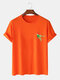 Mens Christmas Hat Cartoon Animal Printed O-Neck Cotton Short Sleeve T-Shirts - Orange