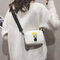 Canvas Small Printing Multicolor Shoulder Bag - White hat