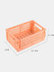 1Pc Mini DIY Dobrável Plástico Desktop Papelaria Organizador Armazenamento Caixa Cesta de armazenamento de mesa de escritório escolar criativo de grande capacidade - laranja