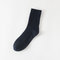 New Socks Wild Double Needle Socks Men's Vertical Tube In The Tube Cotton Socks Solid Color Men's Socks - Navy