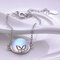 Vintage Geometric Round Moonstone Pendant Bracelet Silver Plated Hollow Butterfly Bracelet - Silver