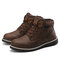 Men Outdoor Slip Resistant Warm Plush Lining Waterproof Snow Ankle Boots - Brown