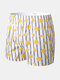 Mens 100% Cotton Cartoon Fruit Allover Print Cozy Breathable Home Shorts - Gray1