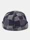 Unisex Denim Colorblock Trendy All-match Adjustable Brimless Beanie Landlord Caps Skull Caps - Black