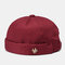 Men & Women Brimless Hats Solid Color Coconut Tree Label Skull Caps Hip Hop Hat - Red