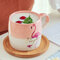 Ceramic Creative Color Block Nordic Style Flamingo Pattern Water Milk Cup - Pink