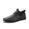 Men Pure Color Micorifber Leather Non Slip Soft Sole Casual Shoes - Black