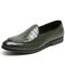 Men  Crocodile Pattern Leather Non Slip Business Slip On Dress Shoes - Green