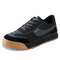 Men Color Blocking Lace Up Skate Sport Thick Soled Sneakers - Black