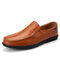 Men Microfiber Leather Non Slip Soft Sole Slip On Casaul Driving Shoes - Brown