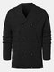 Mens Solid Color Knitted Double Breasted Thick Warm Sweater Cardigan - Black