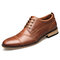 Men Genuine Leather Non Slip Large Size Business Formal Dress Shoes - Brown
